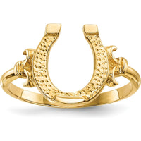 14K Yellow Gold Polished Horseshoe Ring with Textured Detail by 0
