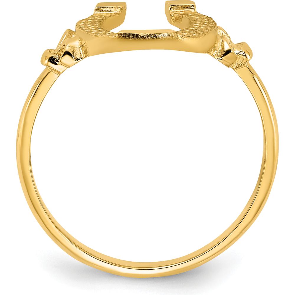 14K Yellow Gold Polished Horseshoe Ring with Textured Detail by 0