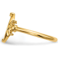 14K Yellow Gold Polished Horseshoe Ring with Textured Detail by 0