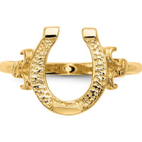 14K Yellow Gold Polished Horseshoe Ring with Textured Detail by 0