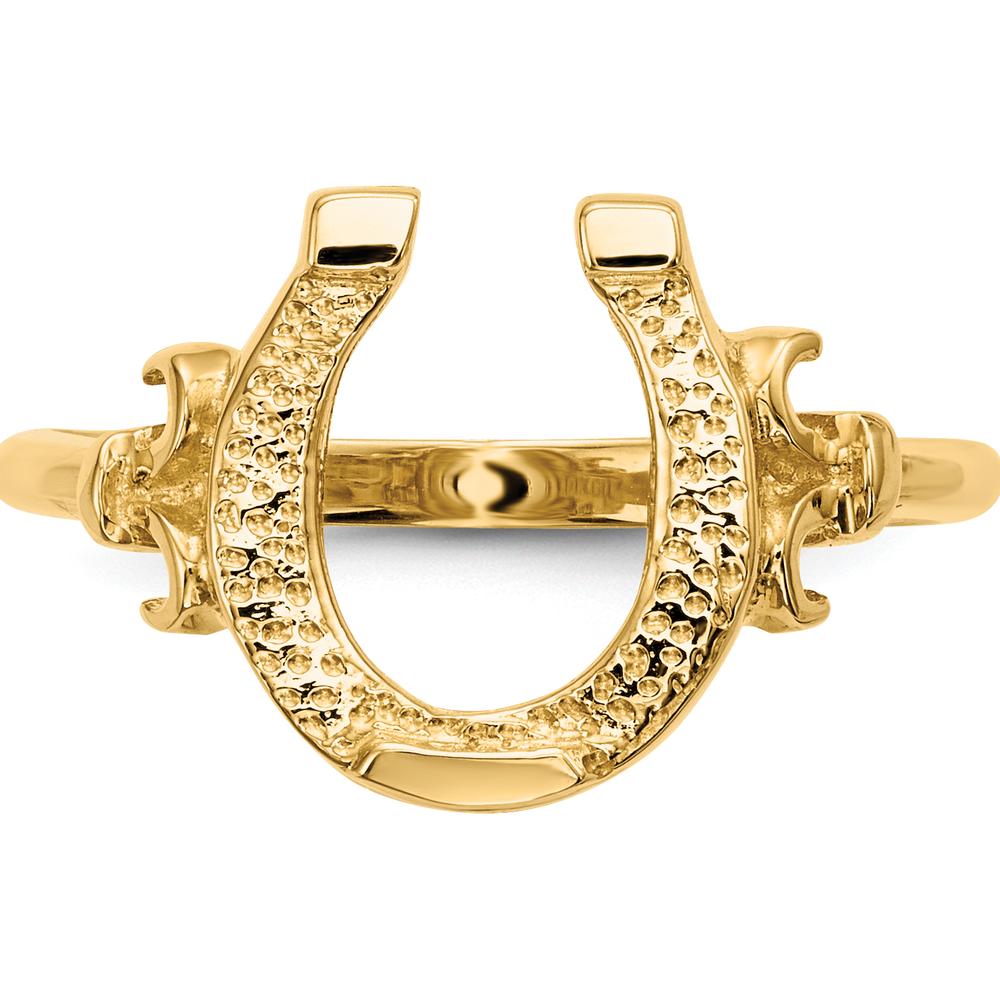 14K Yellow Gold Polished Horseshoe Ring with Textured Detail by 0