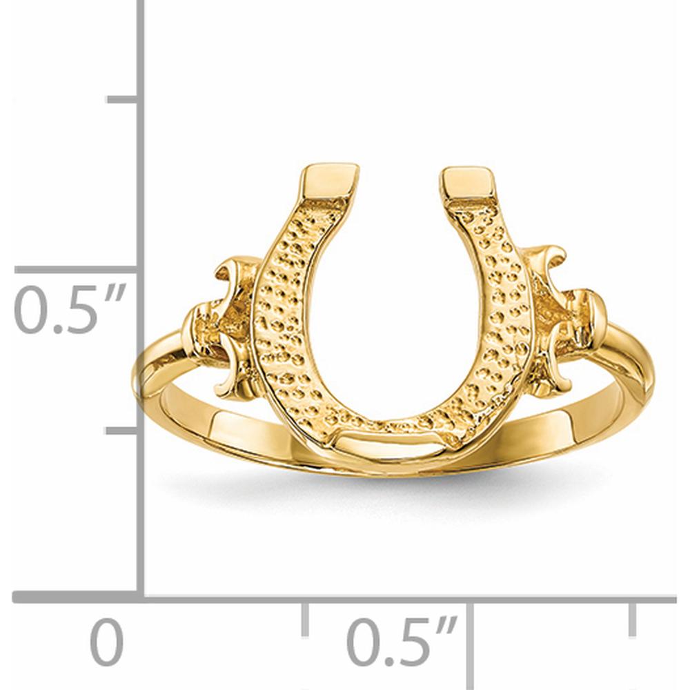 14K Yellow Gold Polished Horseshoe Ring with Textured Detail by 0