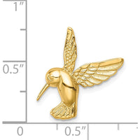14K Yellow Gold Polished Hummingbird Slide Pendant - Nature-Inspired Charm with Textured Wings by Oro Pregiato