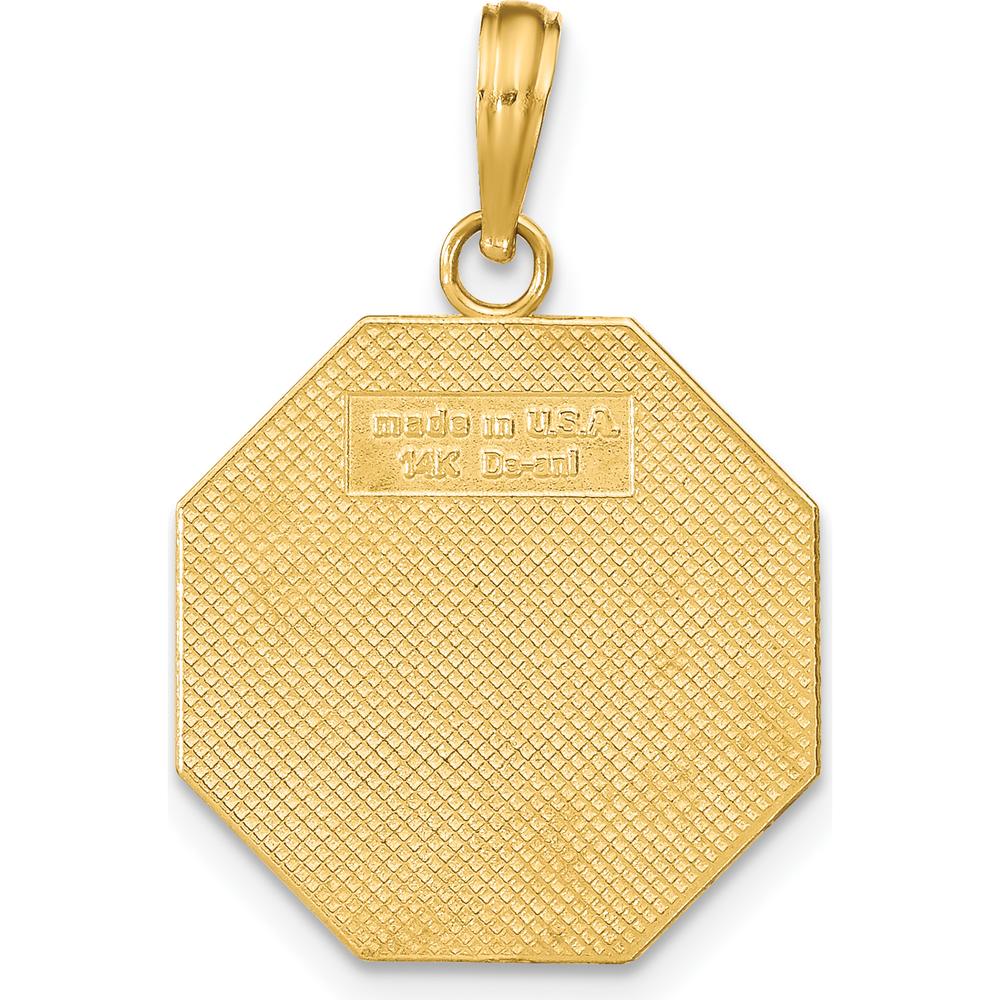 14K Yellow Gold Polished "I’ll Never Stop Loving You" Stop Sign Pendant - 21.65mm by Oro Pregiato