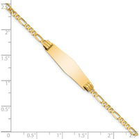 14K Yellow Gold Polished ID Bracelet with Figaro Chain and Solid Diamond Shape Plate - 8" Length by Oro Pregiato