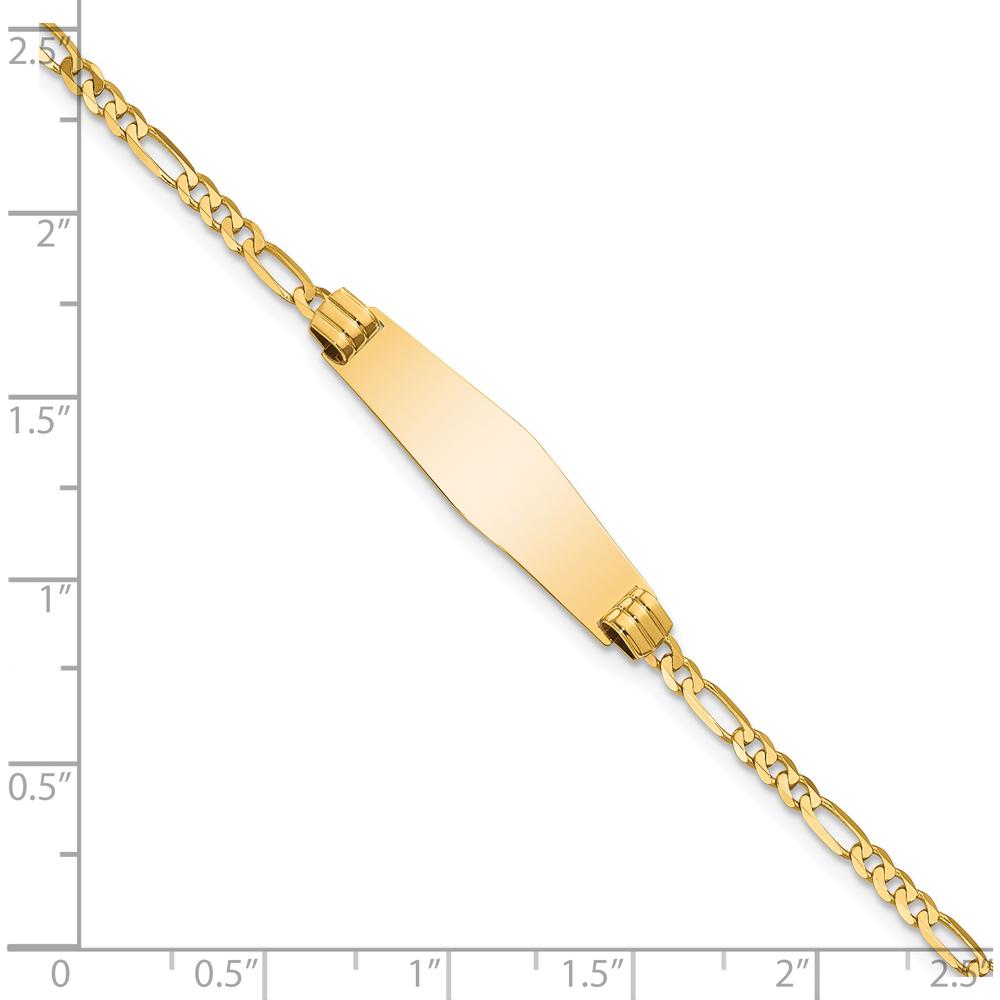 14K Yellow Gold Polished ID Bracelet with Figaro Chain and Solid Diamond Shape Plate - 8" Length by Oro Pregiato