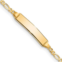 14K Yellow Gold Polished ID Bracelet with Figaro Link Chain for Children - 5.5” Length by Oro Pregiato