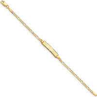 14K Yellow Gold Polished ID Bracelet with Figaro Link Chain for Children - 5.5” Length by Oro Pregiato