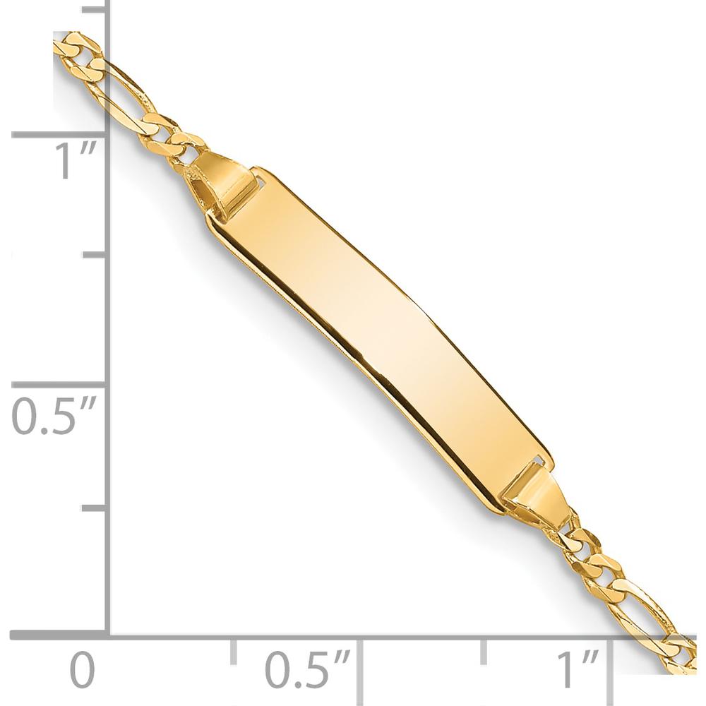 14K Yellow Gold Polished ID Bracelet with Figaro Link Chain for Children - 5.5” Length by Oro Pregiato