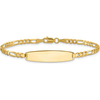 14K Yellow Gold Polished ID Bracelet with Figaro Links - 8" Length by Oro Pregiato
