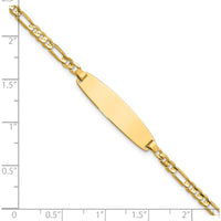 14K Yellow Gold Polished ID Bracelet with Figaro Links - 8" Length by Oro Pregiato