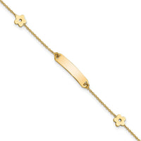 14K Yellow Gold Polished ID Bracelet with Flower Charm for Children by Oro Pregiato