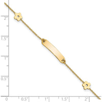 14K Yellow Gold Polished ID Bracelet with Flower Charm for Children by Oro Pregiato