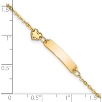 14K Yellow Gold Polished ID Bracelet with Heart Charm for Children - Personalized Keepsake Jewelry by Oro Pregiato