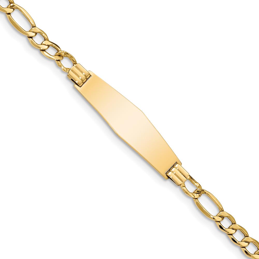 14K Yellow Gold Polished ID Bracelet with Soft Diamond Shape Plate - 8" Length by Oro Pregiato