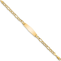 14K Yellow Gold Polished ID Bracelet with Soft Diamond Shape Plate - 8" Length by Oro Pregiato