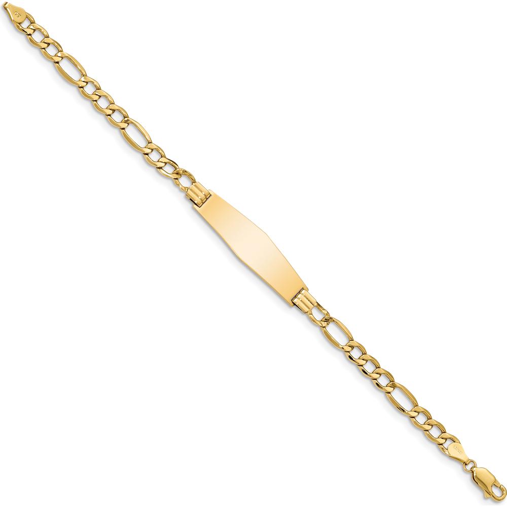 14K Yellow Gold Polished ID Bracelet with Soft Diamond Shape Plate - 8" Length by Oro Pregiato