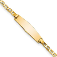 14K Yellow Gold Polished ID Bracelet with Solid Plate and Anchor Link Chain - 6" Length by Oro Pregiato
