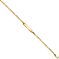 14K Yellow Gold Polished ID Bracelet with Solid Plate and Anchor Link Chain - 6" Length by Oro Pregiato