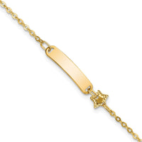 14K Yellow Gold Polished ID Bracelet with Star Charm for Children by Oro Pregiato