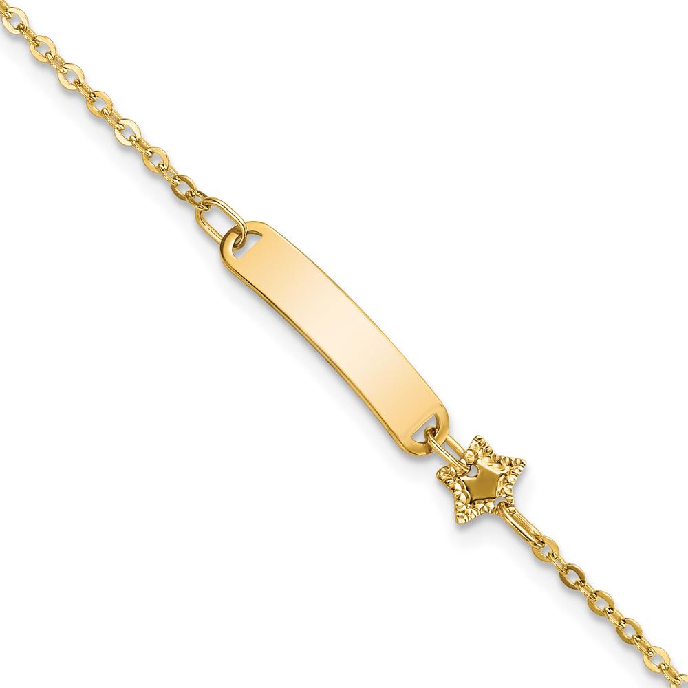 14K Yellow Gold Polished ID Bracelet with Star Charm for Children by Oro Pregiato