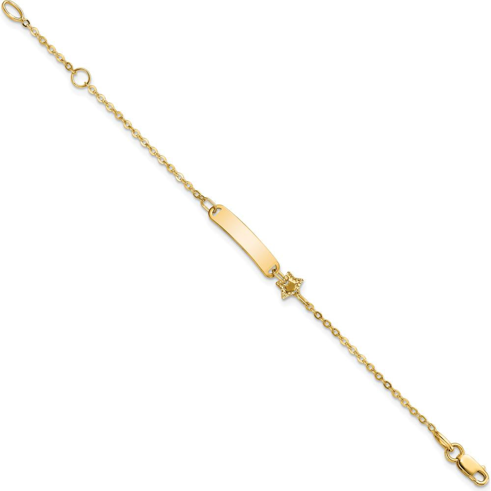 14K Yellow Gold Polished ID Bracelet with Star Charm for Children by Oro Pregiato