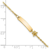 14K Yellow Gold Polished ID Bracelet with Star Charm for Children by Oro Pregiato