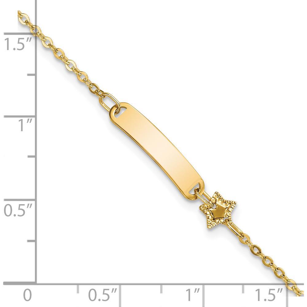 14K Yellow Gold Polished ID Bracelet with Star Charm for Children by Oro Pregiato