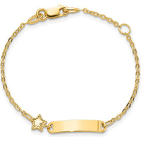 14K Yellow Gold Polished ID Bracelet with Star Charm for Children by Oro Pregiato