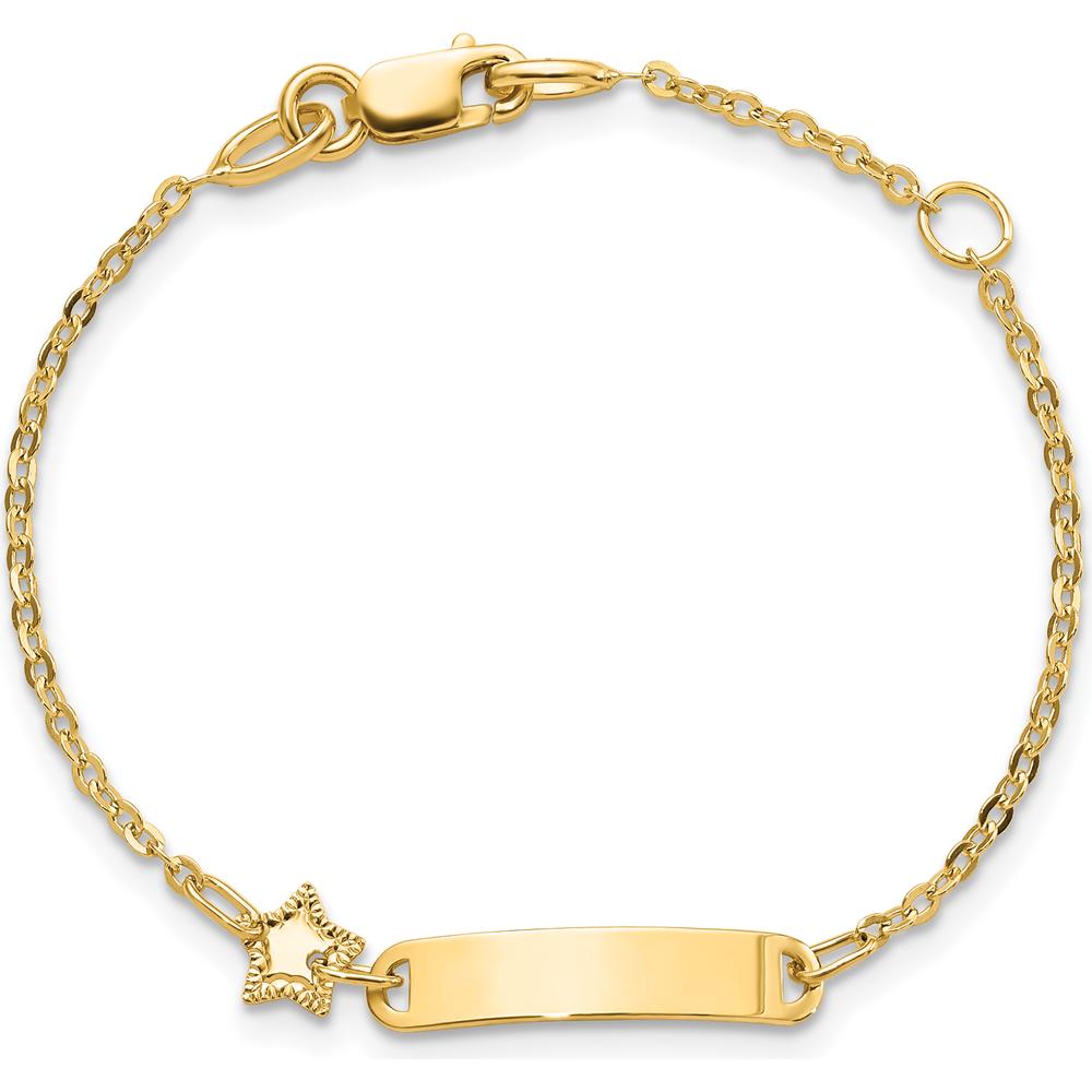 14K Yellow Gold Polished ID Bracelet with Star Charm for Children by Oro Pregiato