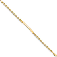 14K Yellow Gold Polished ID Bracelet with Two-Strand Rope Chain - 7 Inch