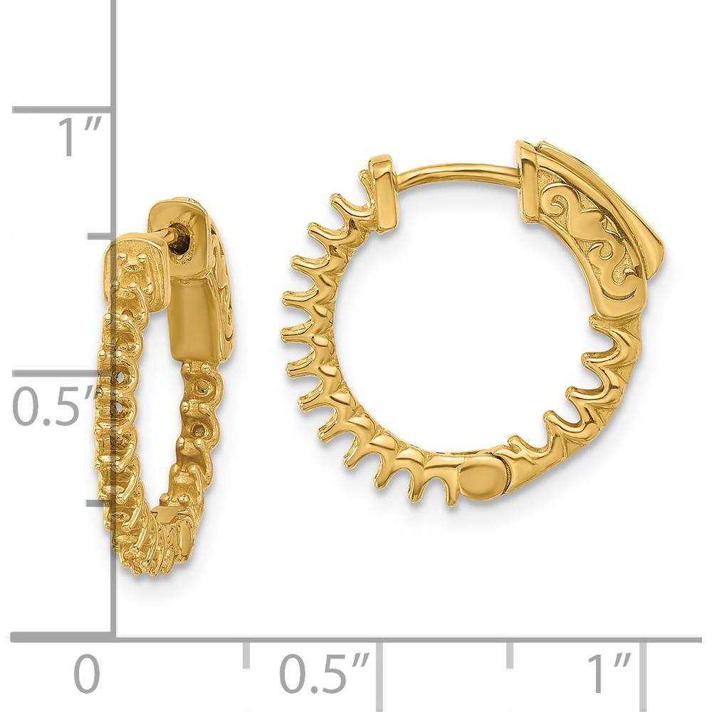 14K Yellow Gold Polished In/Out Hoop Earrings with Safety Clasp - 16.5mm Length by Oro Pregiato