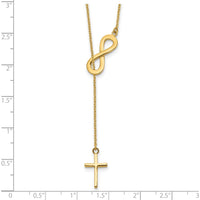 14K Yellow Gold Polished Infinity and Cross 18" Lariat Necklace with Lobster Clasp by 0