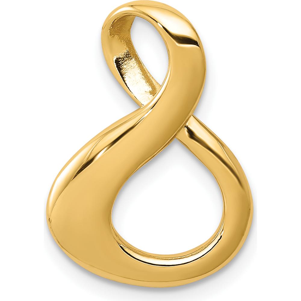 14K Yellow Gold Polished Infinity-Inspired Slide Pendant for Omega Chains - Fits up to 3mm Regular or 6mm Fancy/Reversible Omega by 0