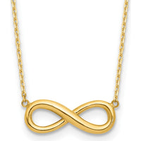 14K Yellow Gold Polished Infinity Pendant Necklace with 1" Extender - 16.5" Cable Chain by 0