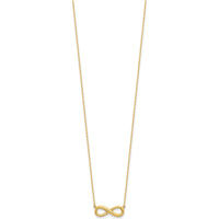 14K Yellow Gold Polished Infinity Pendant Necklace with 1" Extender - 16.5" Cable Chain by 0