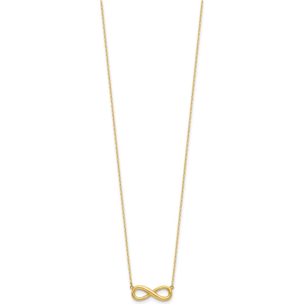 14K Yellow Gold Polished Infinity Pendant Necklace with 1" Extender - 16.5" Cable Chain by 0