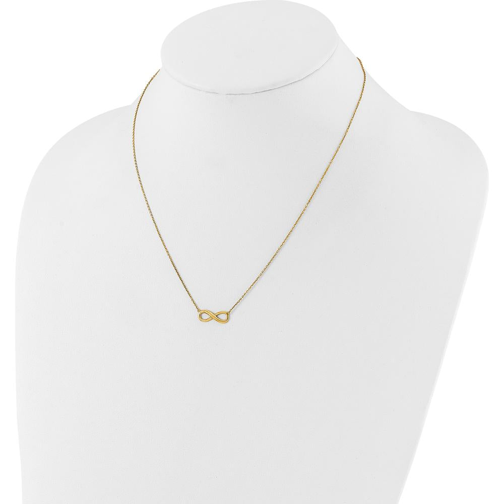 14K Yellow Gold Polished Infinity Pendant Necklace with 1" Extender - 16.5" Cable Chain by 0