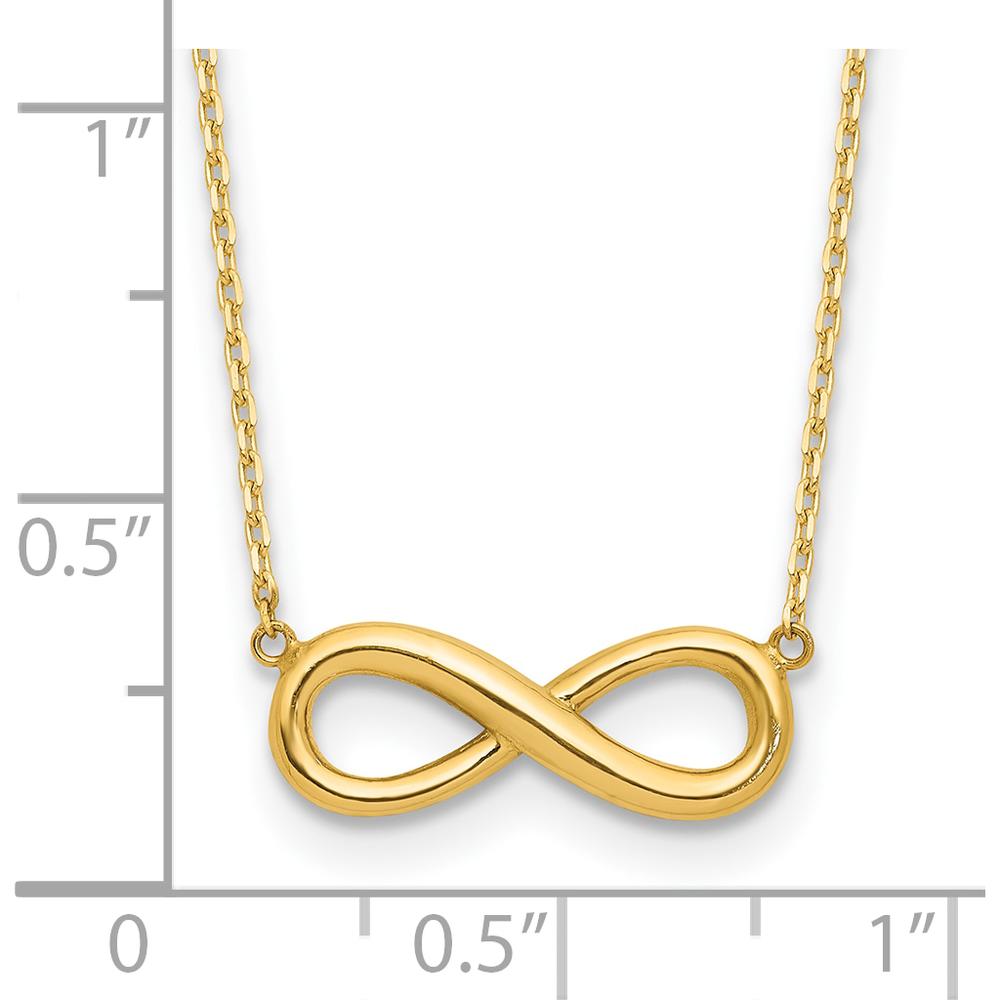 14K Yellow Gold Polished Infinity Pendant Necklace with 1" Extender - 16.5" Cable Chain by 0