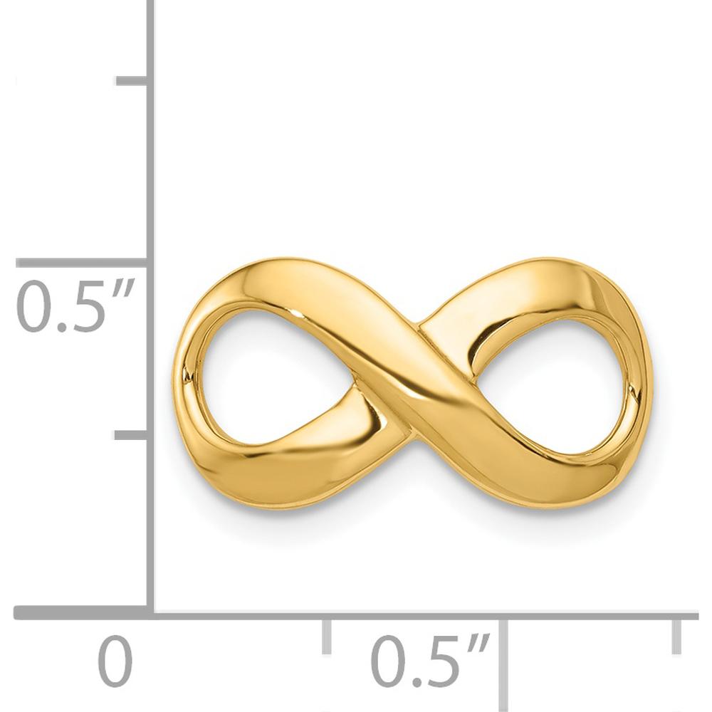 14K Yellow Gold Polished Infinity Slide Pendant for Omega Chains - Fits up to 3mm Fancy Omega or 2mm Regular Omega by 0
