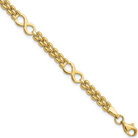 14K Yellow Gold Polished Infinity Symbol 5-Station Bracelet - 7.5 Inches by Oro Pregiato