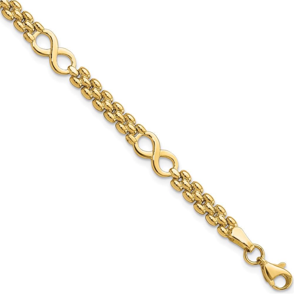 14K Yellow Gold Polished Infinity Symbol 5-Station Bracelet - 7.5 Inches by Oro Pregiato
