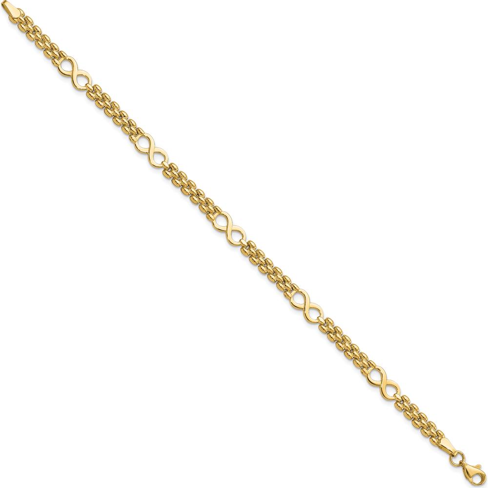 14K Yellow Gold Polished Infinity Symbol 5-Station Bracelet - 7.5 Inches by Oro Pregiato