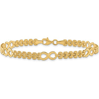14K Yellow Gold Polished Infinity Symbol 5-Station Bracelet - 7.5 Inches by Oro Pregiato