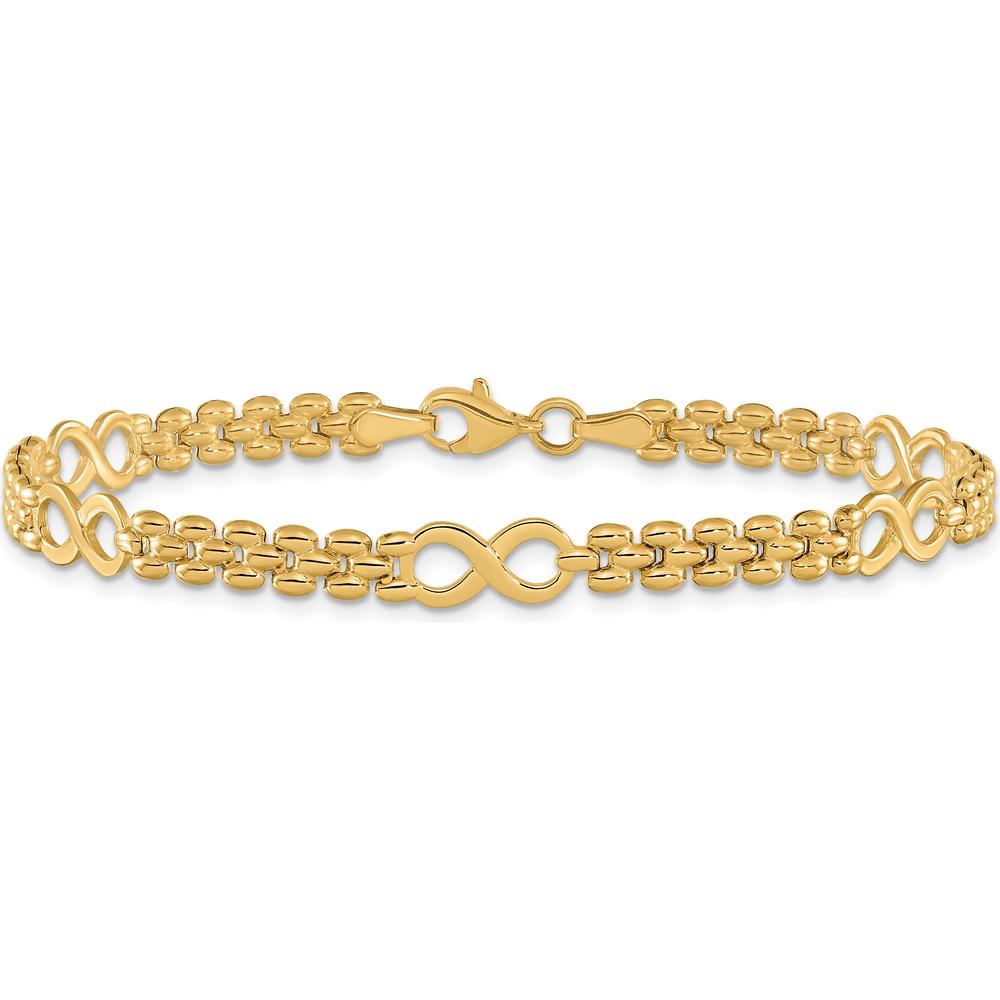 14K Yellow Gold Polished Infinity Symbol 5-Station Bracelet - 7.5 Inches by Oro Pregiato