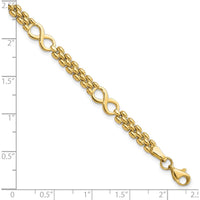 14K Yellow Gold Polished Infinity Symbol 5-Station Bracelet - 7.5 Inches by Oro Pregiato