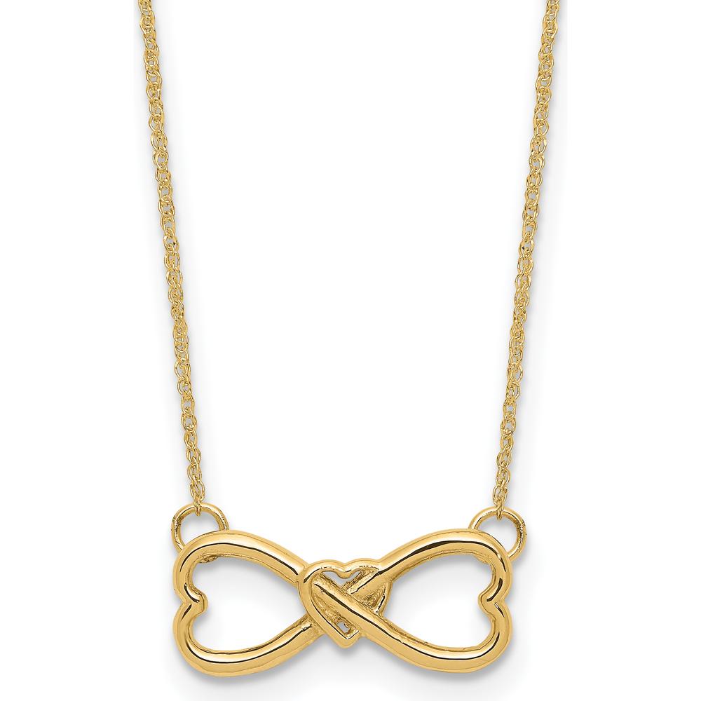 14K Yellow Gold Polished Infinity Symbol with Heart Pendant Necklace - 18 inches by Oro Pregiato