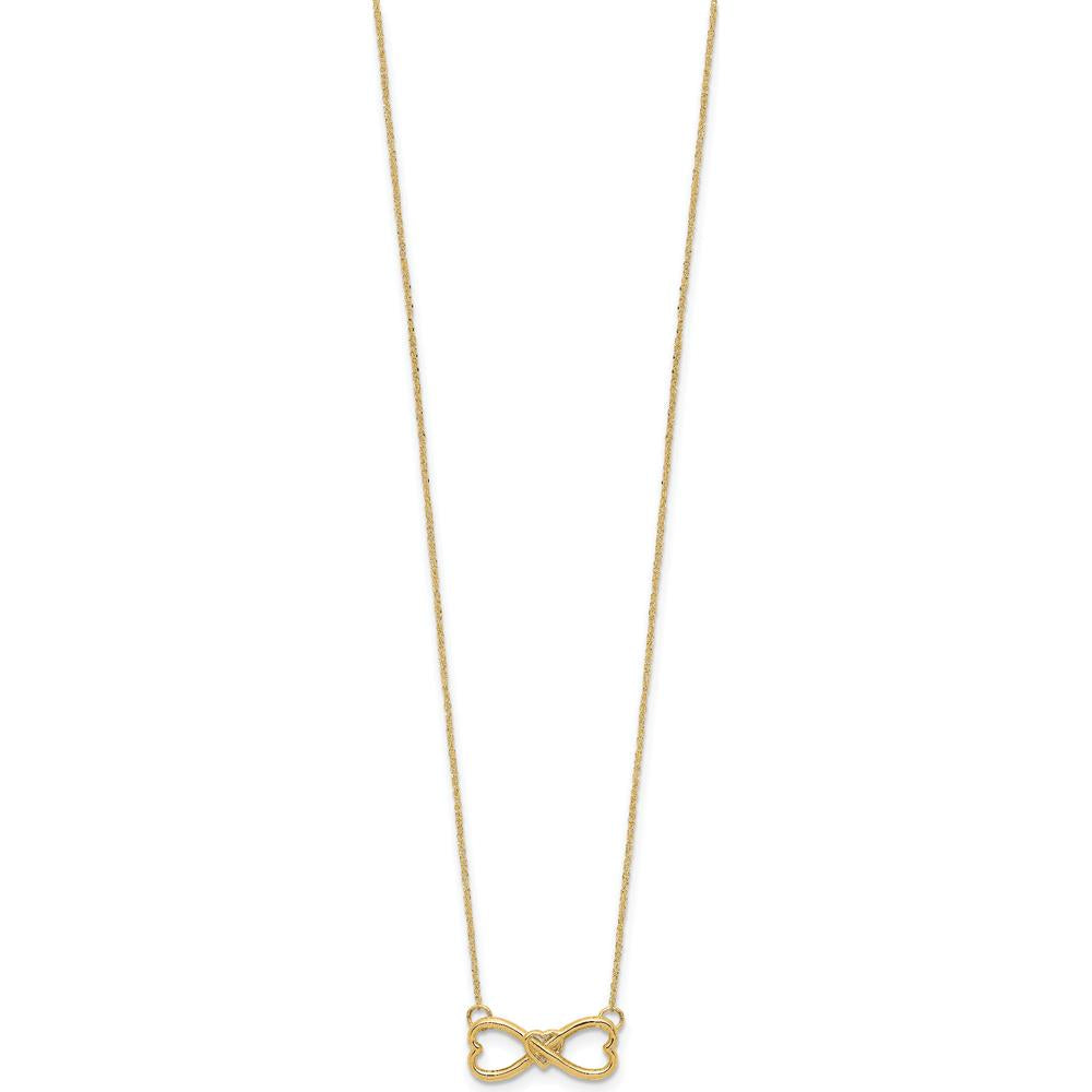 14K Yellow Gold Polished Infinity Symbol with Heart Pendant Necklace - 18 inches by Oro Pregiato