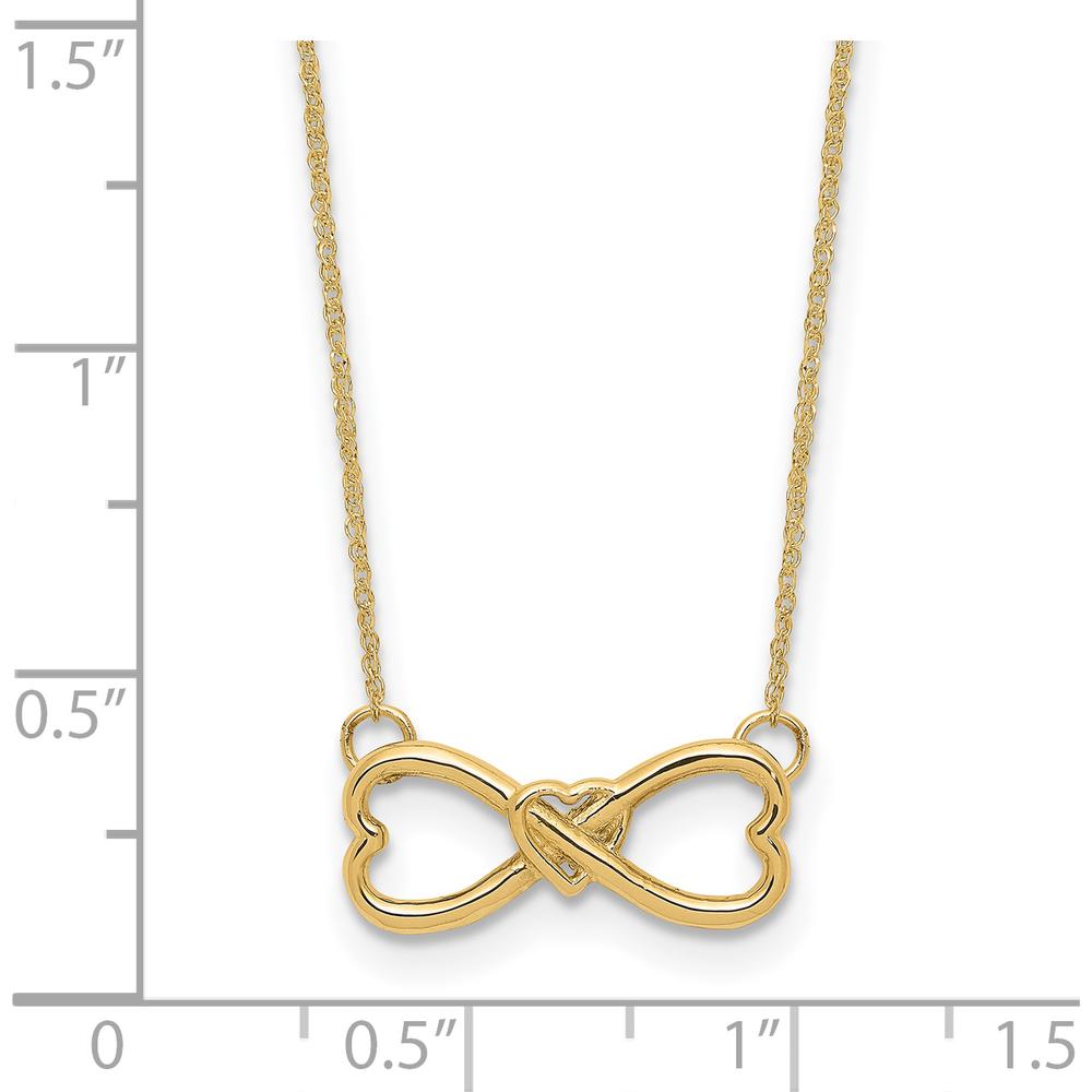 14K Yellow Gold Polished Infinity Symbol with Heart Pendant Necklace - 18 inches by Oro Pregiato