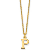14K Yellow Gold Polished Initial "P" Necklace with Laser Cut Pendant - Personalized 18" Cable Chain by Oro Pregiato